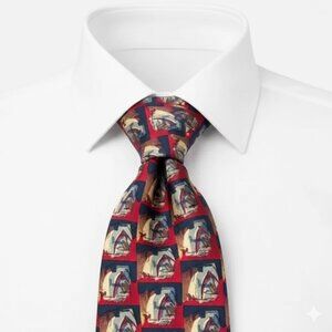 J. Garcia Silk Tie Abstract Art Formal Professional Event Red Blue